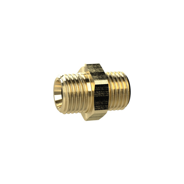 Riegler Doppelgewindenippel, G 1/8, G 1/8, SW 14, Messing, 131744