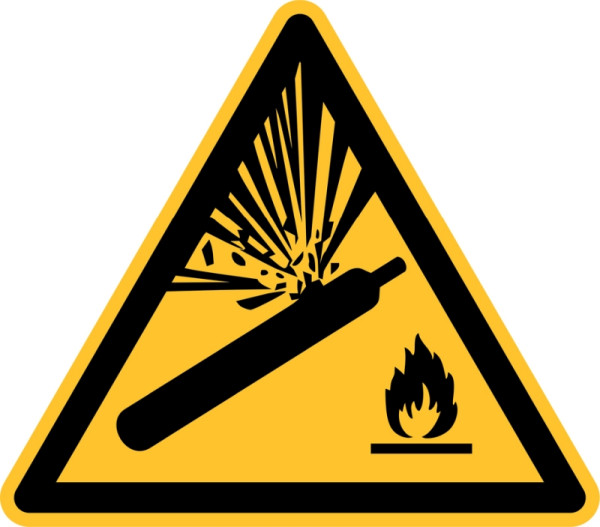 Eichner Warnschild "Warnung vor Gasflaschen", Seitenlänge 10 cm, PVC-Folie, selbstklebend für Innen- und Außenbereiche, 9225-12060-010