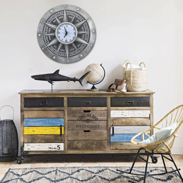 vidaXL Wanduhr Silbern 79 cm MDF und Metall, 321476