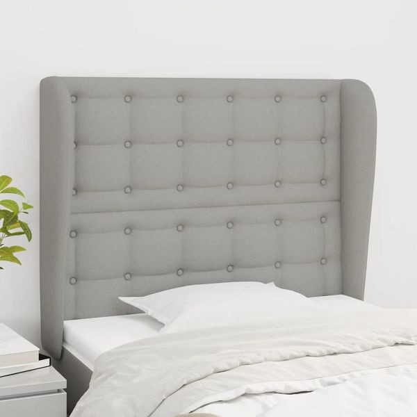 vidaXL Kopfteil mit Ohren Hellgrau 103x23x118/128 cm Stoff, 3118380