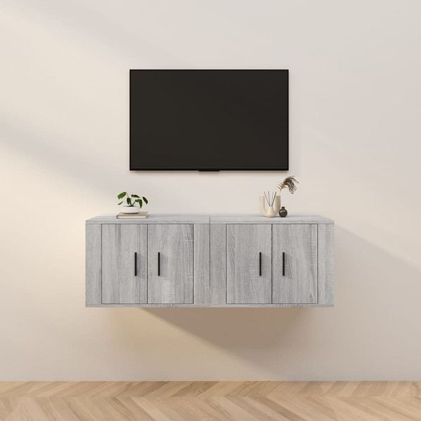 vidaXL TV-Wandschränke 2 Stück Grau Sonoma 57x34,5x40 cm, 3188340