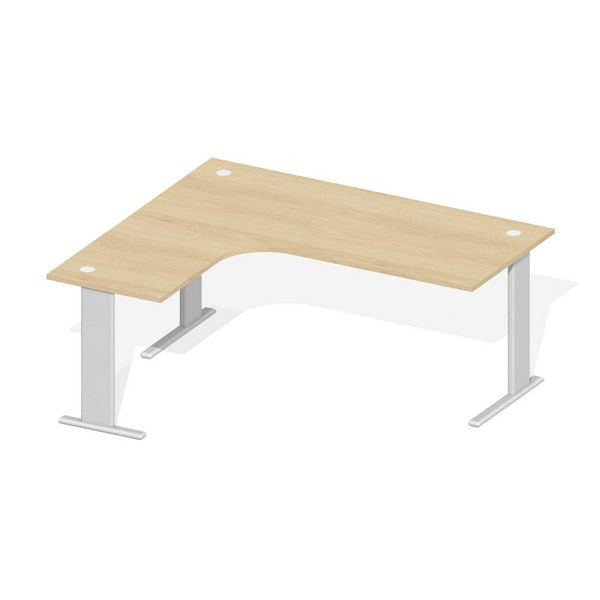 Deskin Schreibtisch Basic M MULTI M, Buchedekor, Gestell Alusilber, B 1800 x T 1600 / 800 x H 740 mm, Freiform linksseitig, 254419