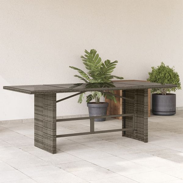vidaXL Gartentisch mit Glasplatte Grau 190x80x74 cm Poly Rattan, 365306