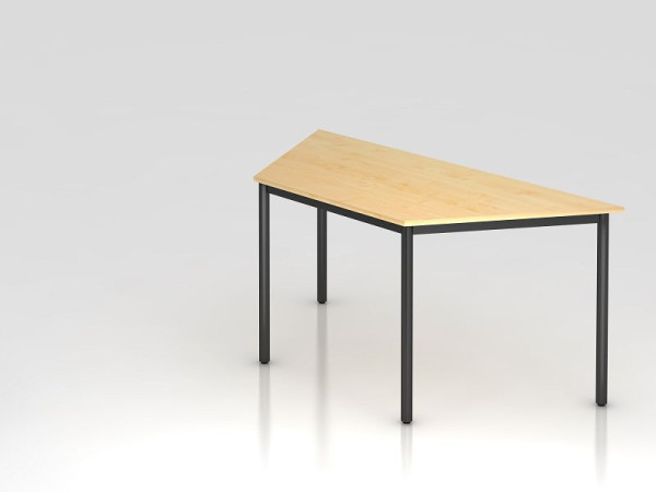 Hammerbacher Trapeztisch Rundfuß 160x69cm Ahorn/Schwarz, Trapezform, VDRTR/3/D