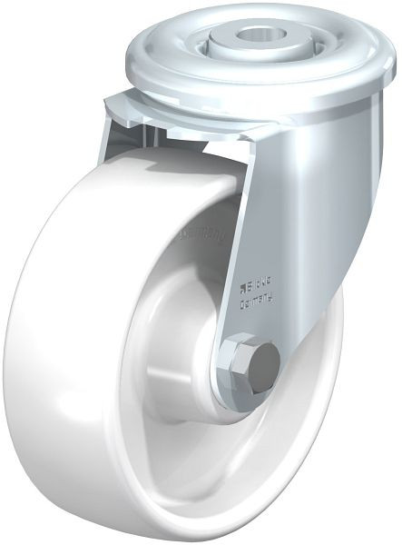 Blickle LER-PPN 100R-FA Stahlblech-Lenkrolle mit Rückenloch, Polypropylen, Weiß, 762891