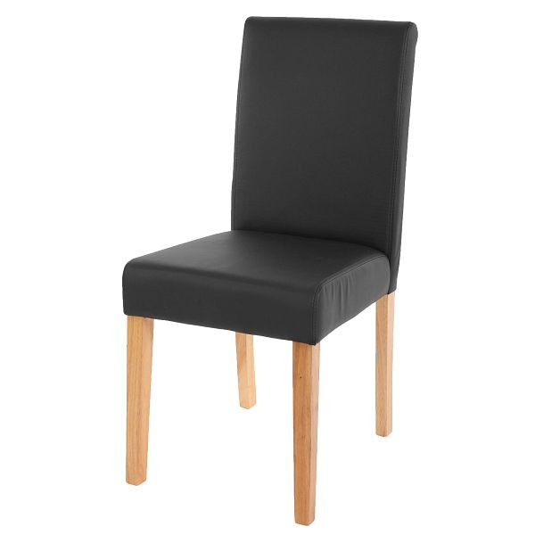 Mendler Esszimmerstuhl Littau, Küchenstuhl Stuhl, Kunstleder, schwarz matt, helle Beine, 74381
