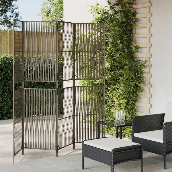 vidaXL Paravent 4-teilig Grau Poly Rattan, 365378, 8721012244207