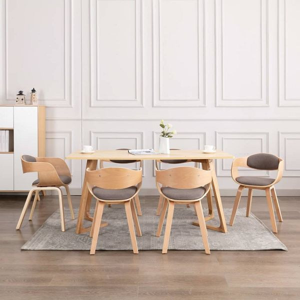 vidaXL Esszimmerstühle 6 Stück Bugholz und Taupe Stoff, 3054823