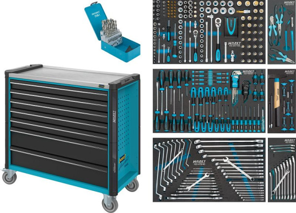 Hazet Werkstattwagen Assistent, Schubfächer, flach: 5x 77x870x398 mm, Anzahl Werkzeuge: 340, 179NXXL-7/340