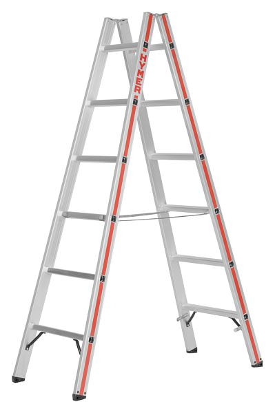 HYMER Sprossenstehleiter, beidseitig begehbar, 2x6 Sprossen, Länge 1,85 m, 602312