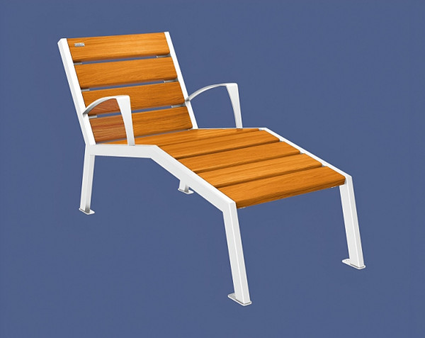 Procity Liegestuhl Silaos 600 mm, Mit Armlehne, Holz & Stahl, helle Eiche/RAL 9010, 209642.9010.CHEC