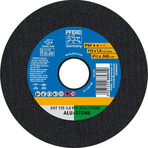 Pferd Trennscheibe EHT 115-1,0 PSF ALU+STONE, VE: 25 Stück, 61818010