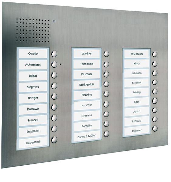 TCS Audio Außenstation Serie PUK 27 Klingeltasten (rechtsbündig), 3-spaltig, UP Edelstahl, PUK27/3-ES