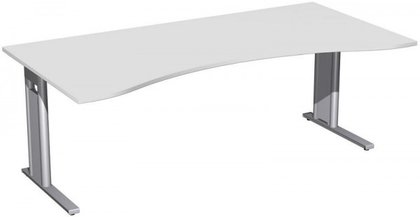 geramöbel Schreibtisch Ergonomieform starr, C Fuß Blende optional, 2000x1000x720, Lichtgrau/Silber, N-648338-LS