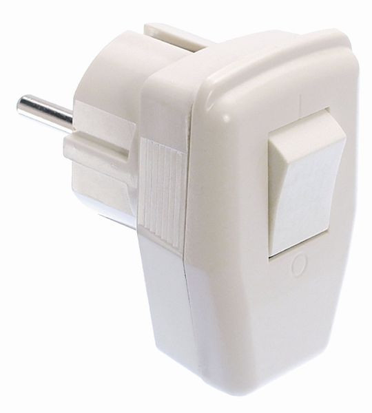 as-Schwabe Schutzkontakt-Winkelstecker, weiß mit Schalter ohne Beleuchtung, doppelter Schutzkontakt, 45035