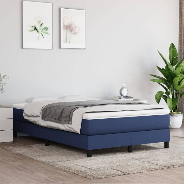 vidaXL Bettgestell Blau 120x200 cm Stoff, Material: Stoff (100% Polyester), Sperrholz, Holzwerkstoff, 3120506