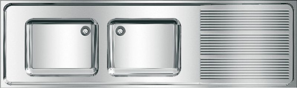 KWC Gewerbespüle, Maxima, Edelstahl, 2 Becken, 2000x432x600 mm, Tropfteil rechts, 2000057706