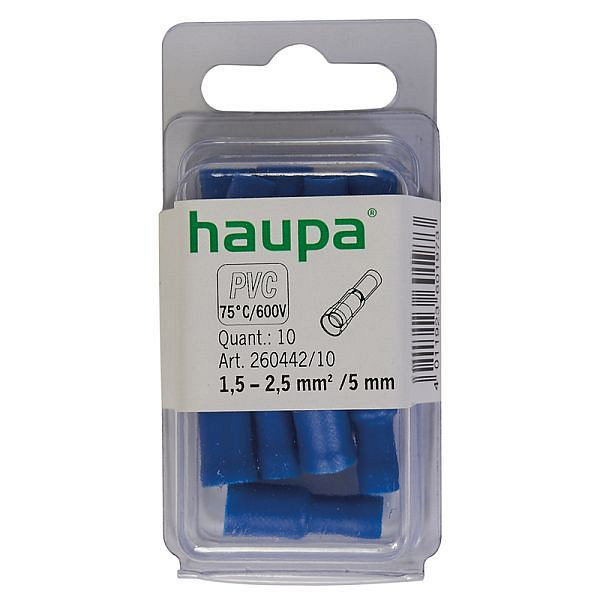Haupa Rundsteckhülsen blau isoliert 1,5-2,5/5 mm, SmallPack, VE: 10 Stück, 260442/10