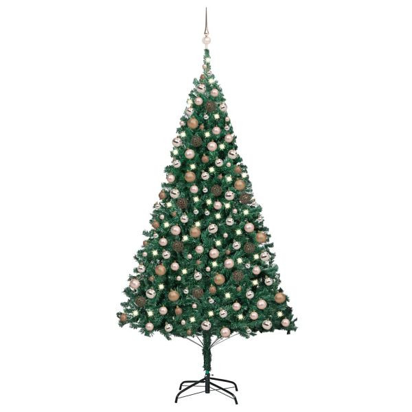vidaXL Künstlicher Weihnachtsbaum mit Beleuchtung & Kugeln Grün 210 cm, 3077623