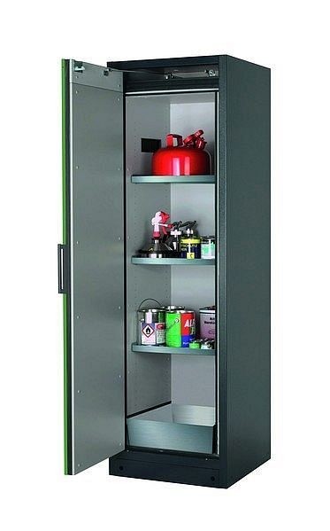 asecos Sicherheitsschrank Q-CLASSIC-90, Q90.195.060 in resedagrün RAL 6011 mit 3x Fachboden (Edelstahl), 30072-048-30083