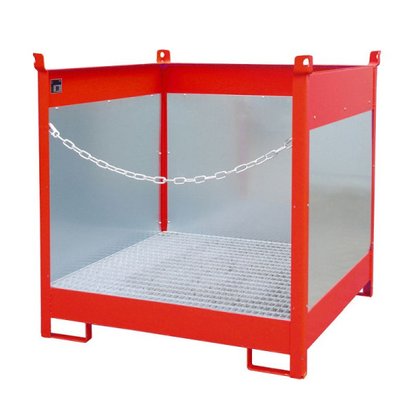 STEIN HGS Fass-Stapelpalette FSP, RAL 3000 feuerrot, lackiert, 275 Liter, Spritzschutzwand 3-seitig, 79140.0050