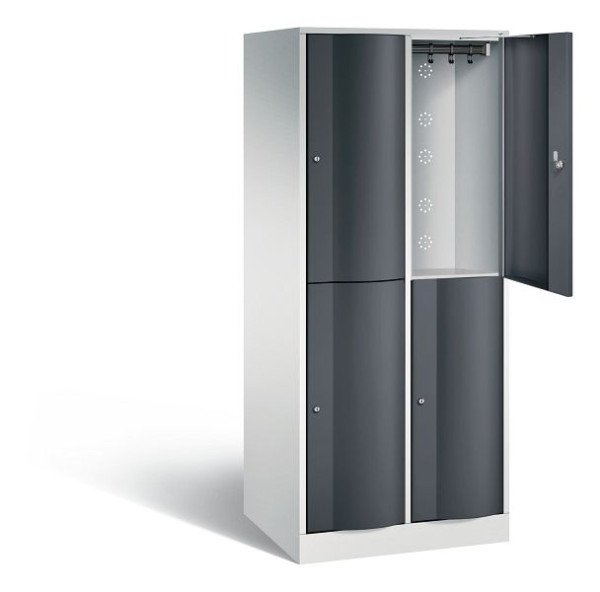 C+P Spind doppelstöckig XL Resisto, H1950xB772xT640mm, Farbe: Lichtgrau / Schwarzgrau, 8270-273 S10013