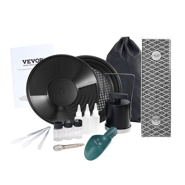 VEVOR Goldwaschpfanne Set 8,9 x 30,48 cm Aluminium für Nugget Bergbau Wanne Sand Gold Bergbau Manuelle Goldwaschanlage Ausgräbt, TJC12YC35YCL576TXV0