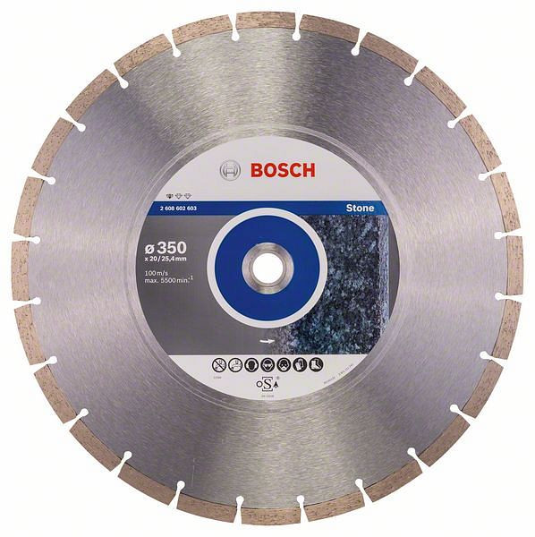 Bosch Diamanttrennscheibe Standard for Stone, 350 x 20,00/25,40 x 3,1 x 10 mm, 2608602603