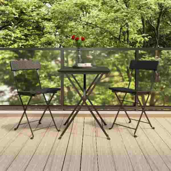 vidaXL Bistrostühle 2 Stück Klappbar Schwarz Poly Rattan und Stahl, 319986