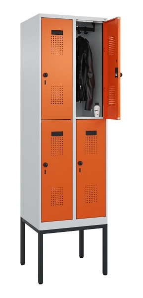 C+P Doppelstock-Spind Evolo PLUS, Gestell, 4 Fächer, 2120x600x500mm, 7035/2004, Drehriegel, 0493307-20 S10002