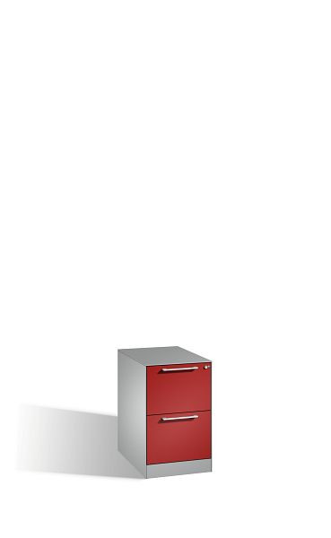 C+P Hängeregistraturschrank Asisto, H710xB440xT600mm, Farbe: Weißaluminium / Rubinrot, Bügelgriff, 146275-211 S10084