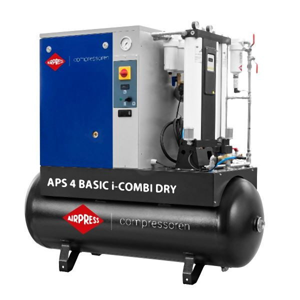 Airpress Schraubenkompressor APS 4 Basic i-Combi Dry 10 bar 4 PS/3kW 366 l/min 200 l mit Adsorptionstrockner 18003-OFAG4, 362954I