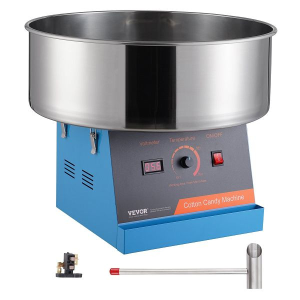 VEVOR Elektrische Zuckerwattemaschine, 1000 W, mit Edelstahlschüssel & Zuckerlöffel (Blau), TSMHTJLSWGXMBTCVMV2