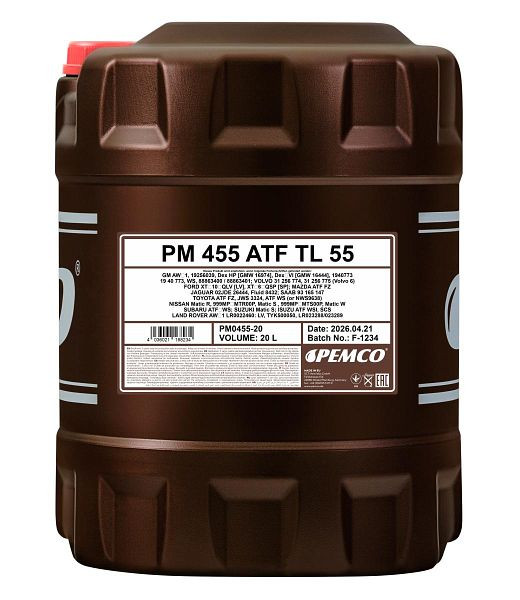 PEMCO Getriebeöl 455 ATF TL 55, VE: 20 l, PM0455-20