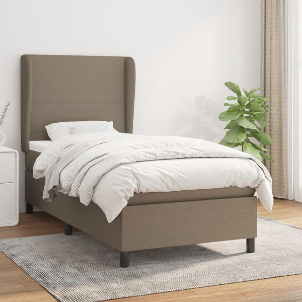 vidaXL Boxspringbett mit Matratze Taupe 90x190 cm Stoff, 3127769