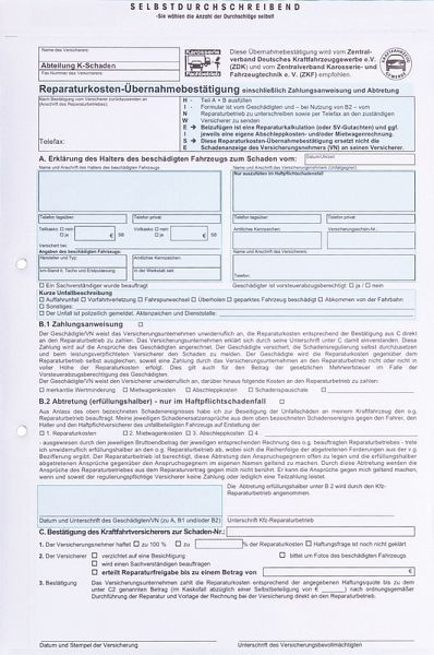 Eichner Formular "Reparaturkosten-Übernahmebestätigung", VE: 25 Stück, 9036-00158
