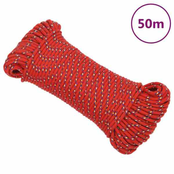 vidaXL Bootsseil Rot 5 mm 50 m Polypropylen, 152386, 8720287126652