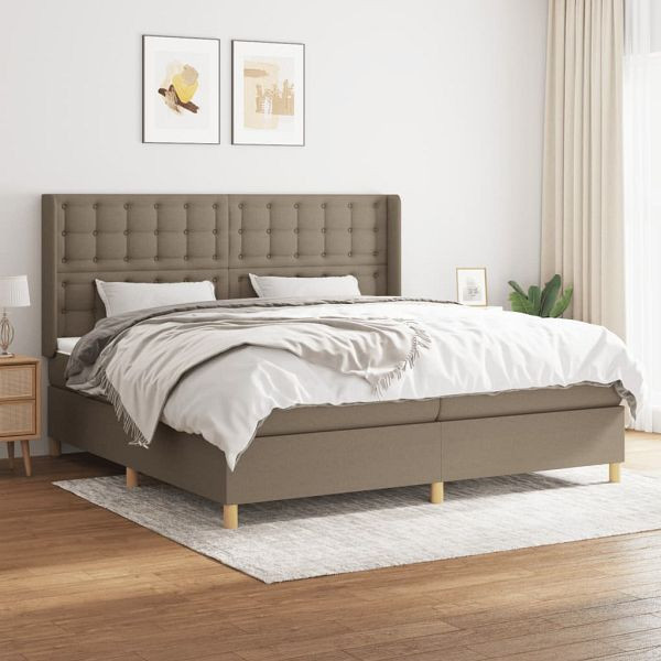 vidaXL Boxspringbett mit Matratze Taupe 200x200 cm Stoff, 3132341