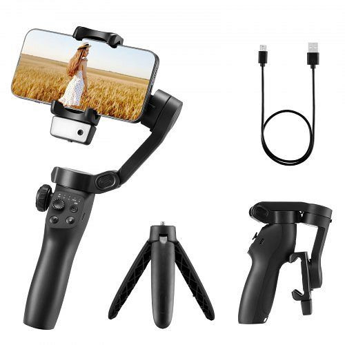 VEVOR Smartphone Gimbal-Stabilisator, 3-Achsen, KI-Tracking, Fülllicht, Stativ, faltbar, für Videoaufnahmen, WSZSJWDQWDAI26PDFV9