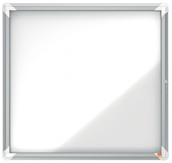Nobo Premium Plus Schaukasten für den Außenbereich 6 × A4, weiße, magnetische Metall-Rückwand, Klapptür, 1902578