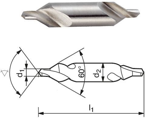 ELMAG Zentrierbohrer DIN 333 Form A, Bohr-Ø: 6, 30 x Schaft-Ø: 16 mm, Länge: 71mm, spiralgenutet, 60° Senkwinkel, rechtsschneidend, aus HSS, 89015