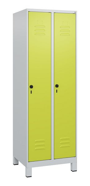 C+P Umkleidespind Classic PLUS mit Mitteltrennwand, Füße, 2 Abteile, 1800x600x500mm, 7035/0024, Drehriegel, 0800107-20F S10010