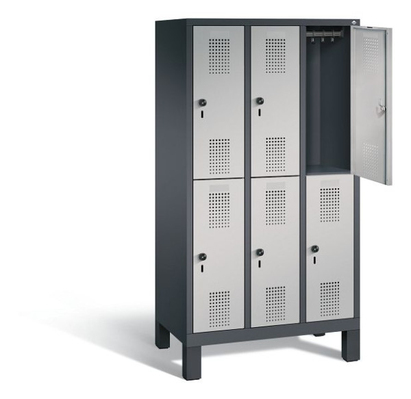 C+P Spind doppelstöckig Evolo, H1650xB900xT500mm, Farbe: Schwarzgrau / Weißaluminium, 483106-30 S10049