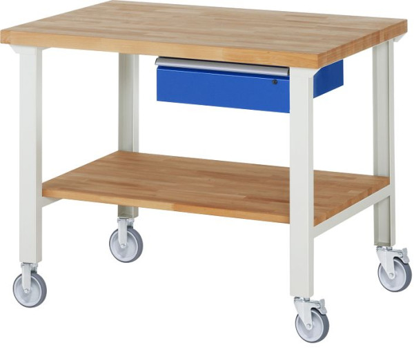 RAU Fahrbare Werkbank 7001A7, 1250x900x1000mm, je 2 Bockrollen und Lenkrollen, 05-7001A7-129B4S22.11
