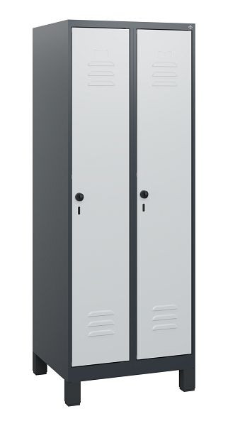 C+P Umkleidespind Classic PLUS, Füße, 2 Abteile, 1630x600x500mm, 7016/7035, Drehriegel, 0800105-20 S10013