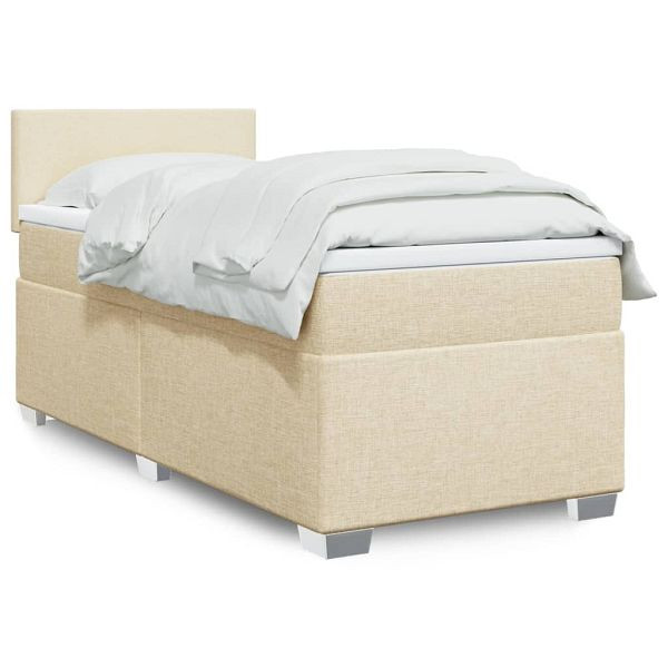 vidaXL Boxspringbett mit Matratze Creme 90x200 cm Stoff, 3285769