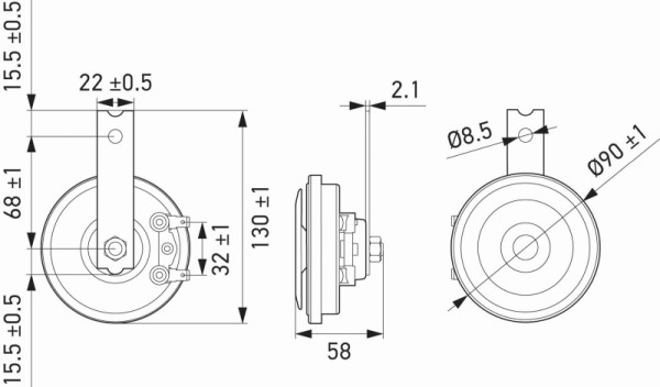 HELLA Horn, S90, 12V, 113dB(A), Frequenzbereich: 350/415Hz, Gehäusefarbe: rot/schwarz, Flachsteckanschluss, Set, 3AM 922 000-971