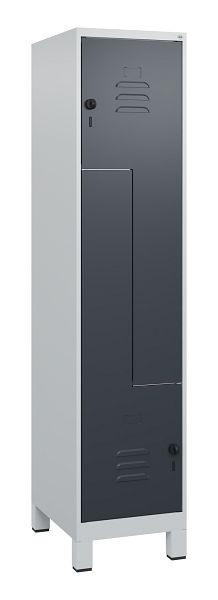 C+P Z-Spind Classic PLUS, Füße, 2 Abteile, 1800x400x500mm, 7035/7016, Drehriegel, 0800137-122 S10008