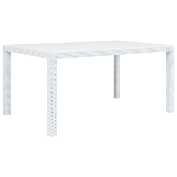 vidaXL Gartentisch Weiß 150x90x72 cm Kunststoff Rattan-Optik, 45604