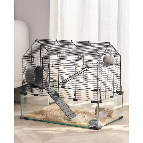 VEVOR Hamsterkäfig, 360°-Sicht, transparent, 58x38x54 cm, belüftet, mit Wasserflasche, für Ratten und Meerschweinchen, JSCSLHS1C202GHYAGV0